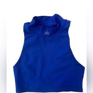 ALO Yoga Blue High-Neck Crop Top